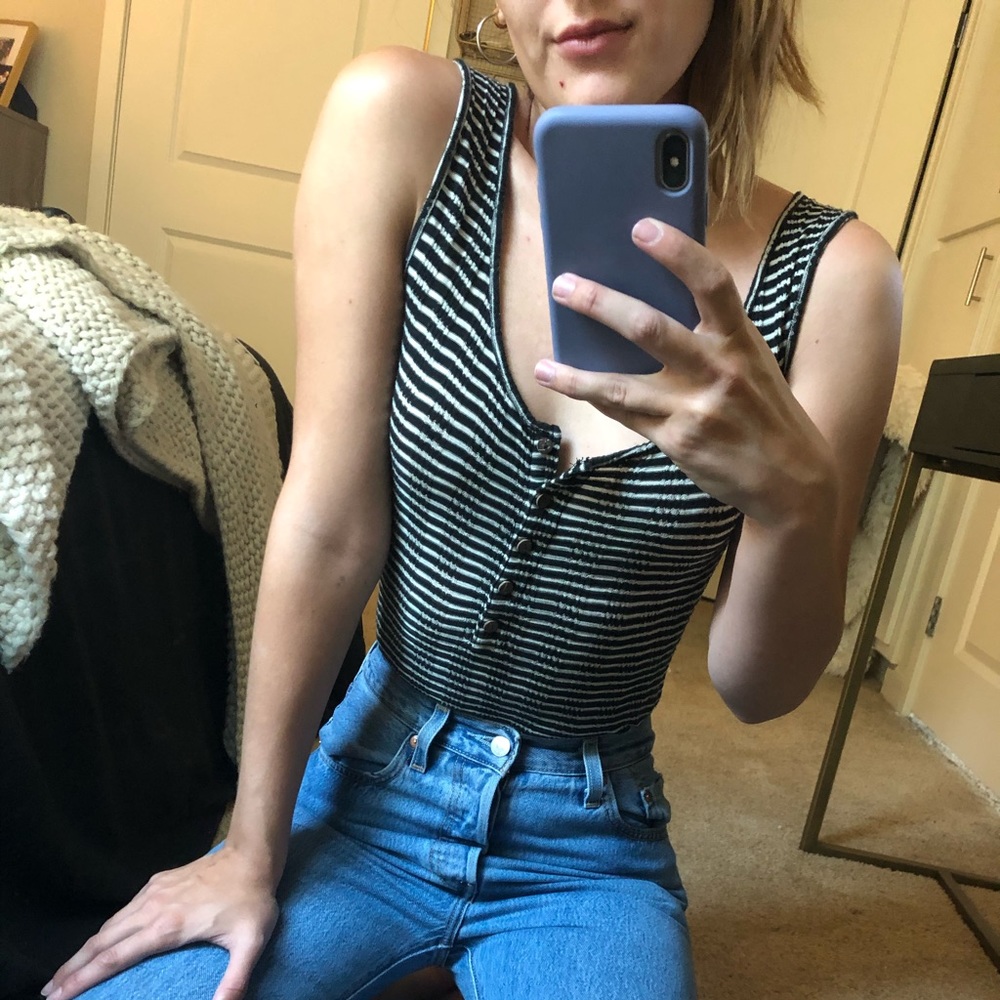 Black and white striped bodysuit